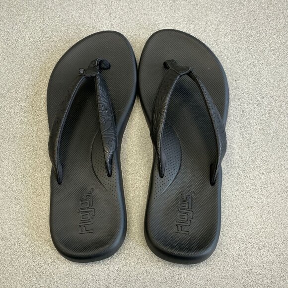 NEW  Flojos Women's Size 8 Memory Foam Black Thong Flip Flops Sandals - Picture 1 of 7